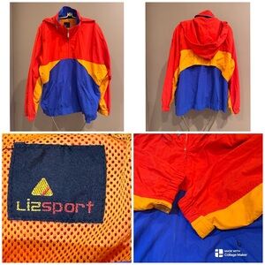 Vintage 90s  Liz Sport colorblock windbreaker jacket